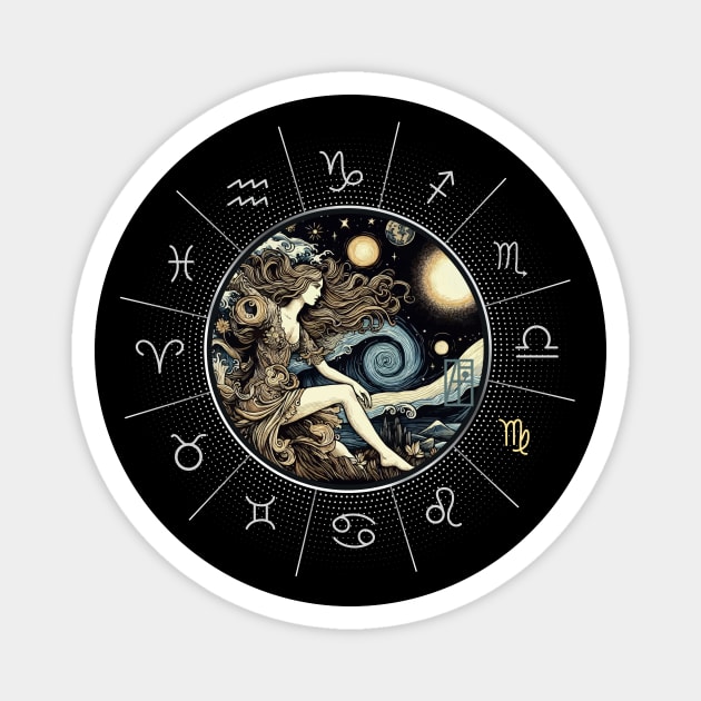 ZODIAC Virgo - Astrological VIRGO - VIRGO - ZODIAC sign - Van Gogh style - 12 Magnet by ArtProjectShop
